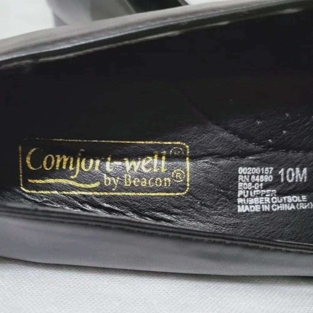Beacon Comfort-Well Womens Black Elsa Low Block Heel Retro Career Shoes 10M NWOB